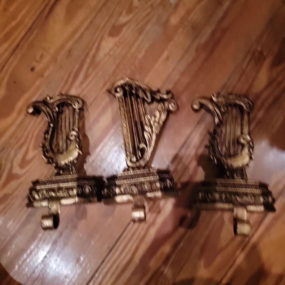 Christmas Stocking Holder Harp Classical Goldtone Musical Set Of 3 Only 2 Match